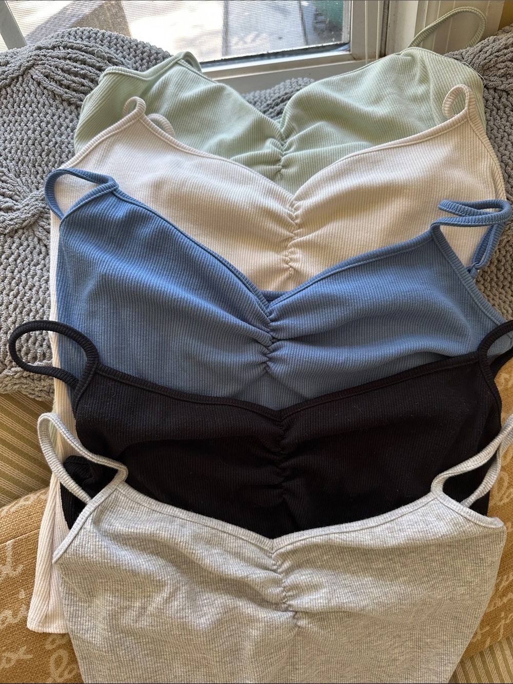 Lot of 5 American Eagle Ribbed V-Neck Bodysuits!
